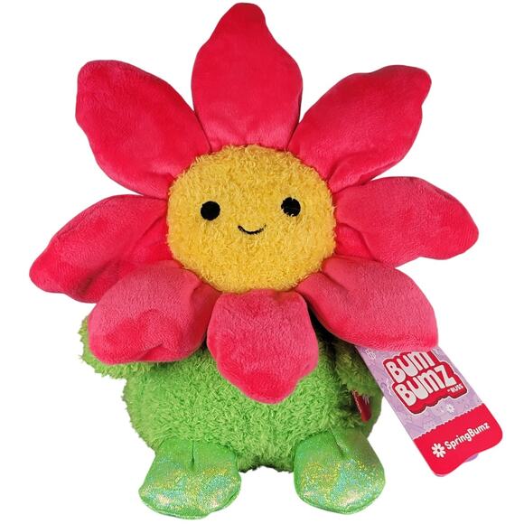 BumBumz SpringBumz Flower Plush 7" Jazwares Russ Stuffed Toy Pink Green Yellow - Picture 1 of 16